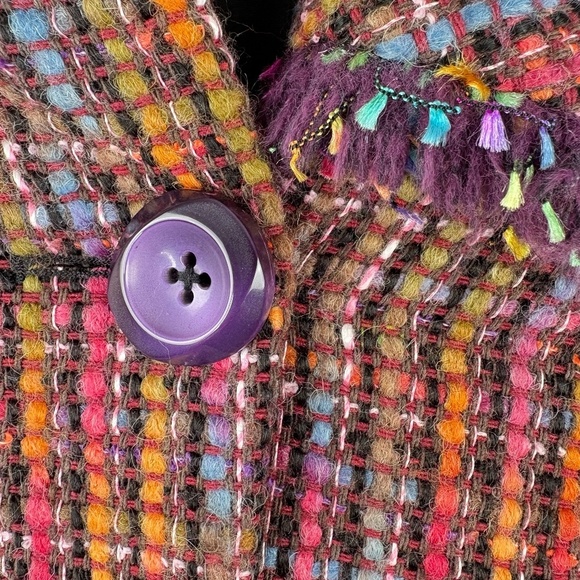 VTG Women's Talbots Wool Blend Multicolor Tweed Double Breasted Blazer Sz14P - Picture 4 of 10